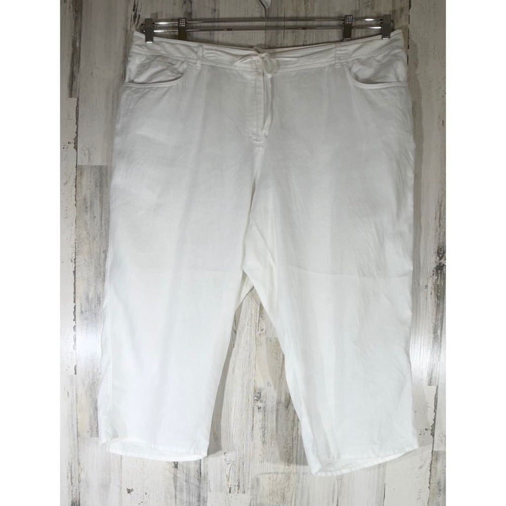 Jones New York Sport Capri Pants 24W (46x24) Drawstring White Linen Beach READ